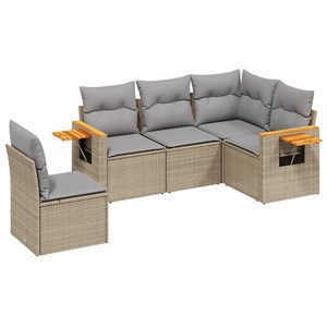 Maison exclusive - salon de jardin avec coussins 5 pcs beige résine tressée