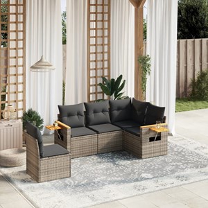 Maison exclusive - salon de jardin 5 pcs avec coussins gris résine tressée