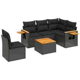 Maison exclusive - salon de jardin 6 pcs avec coussins noir résine tressée