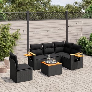 Maison exclusive - salon de jardin 6 pcs avec coussins noir résine tressée