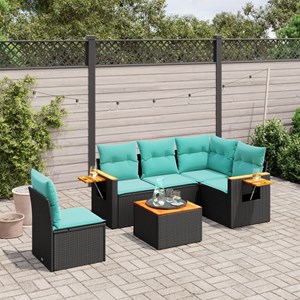 Maison exclusive - salon de jardin 6 pcs avec coussins noir résine tressée