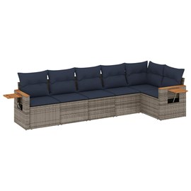 Maison exclusive - salon de jardin 6 pcs avec coussins gris résine tressée