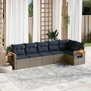Maison exclusive - salon de jardin 6 pcs avec coussins gris résine tressée