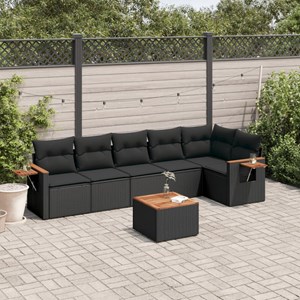 Maison exclusive - salon de jardin 7 pcs avec coussins noir résine tressée