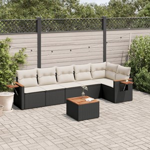 Maison exclusive - salon de jardin 7 pcs avec coussins noir résine tressée