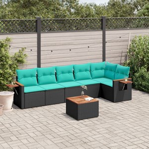 Maison exclusive - salon de jardin 7 pcs avec coussins noir résine tressée