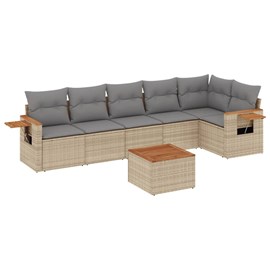 Maison exclusive - salon de jardin avec coussins 7 pcs beige résine tressée