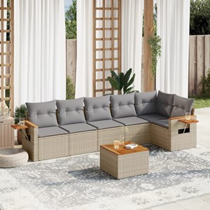 Maison exclusive - salon de jardin avec coussins 7 pcs beige résine tressée