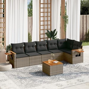 Maison exclusive - salon de jardin avec coussins 7 pcs gris résine tressée
