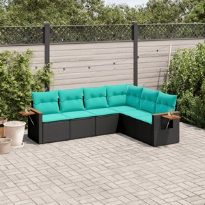 Maison exclusive - salon de jardin 6 pcs avec coussins noir résine tressée