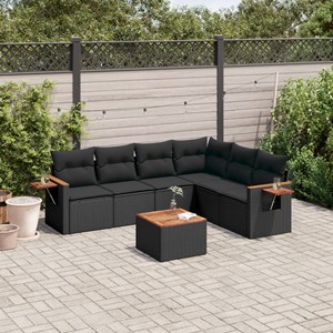 Maison exclusive - salon de jardin 7 pcs avec coussins noir résine tressée