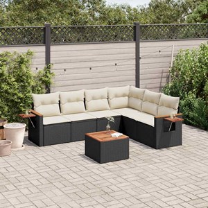 Maison exclusive - salon de jardin 7 pcs avec coussins noir résine tressée