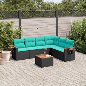 Maison exclusive - salon de jardin 7 pcs avec coussins noir résine tressée