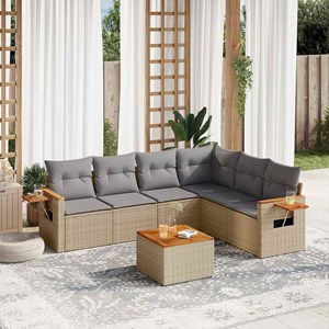 Maison exclusive - salon de jardin avec coussins 7 pcs beige résine tressée