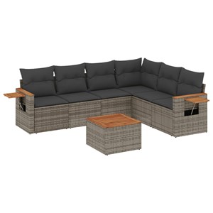 Maison exclusive - salon de jardin avec coussins 7 pcs gris résine tressée