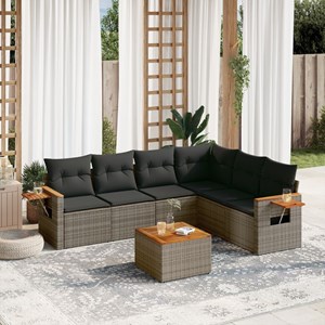 Maison exclusive - salon de jardin avec coussins 7 pcs gris résine tressée