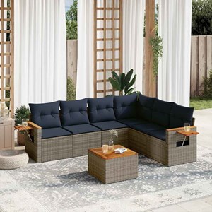 Maison exclusive - salon de jardin 7 pcs avec coussins gris résine tressée