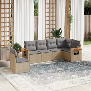 Maison exclusive - salon de jardin avec coussins 6 pcs beige résine tressée