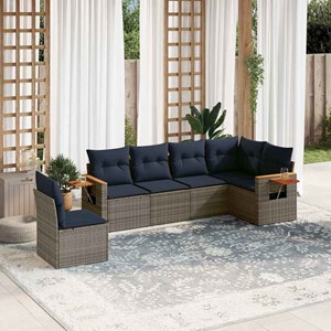Maison exclusive - salon de jardin 6 pcs avec coussins gris résine tressée