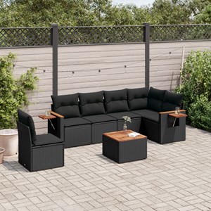 Maison exclusive - salon de jardin 7 pcs avec coussins noir résine tressée