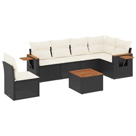 Maison exclusive - salon de jardin 7 pcs avec coussins noir résine tressée
