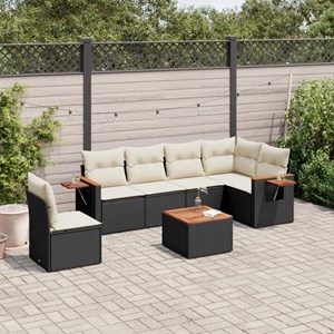 Maison exclusive - salon de jardin 7 pcs avec coussins noir résine tressée