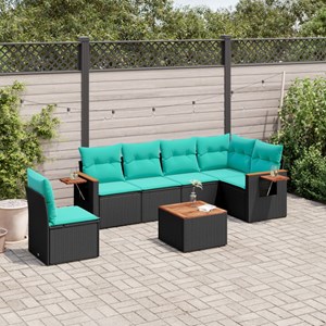 Maison exclusive - salon de jardin 7 pcs avec coussins noir résine tressée