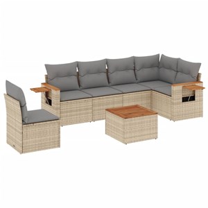 Maison exclusive - salon de jardin avec coussins 7 pcs beige résine tressée