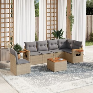 Maison exclusive - salon de jardin avec coussins 7 pcs beige résine tressée