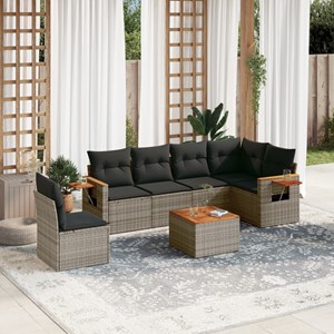 Maison exclusive - salon de jardin avec coussins 7 pcs gris résine tressée