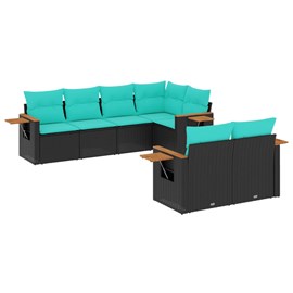 Maison exclusive - salon de jardin 7 pcs avec coussins noir résine tressée