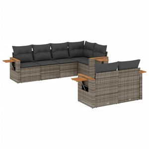Maison exclusive - salon de jardin avec coussins 7 pcs gris résine tressée