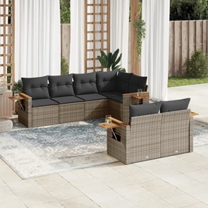 Maison exclusive - salon de jardin avec coussins 7 pcs gris résine tressée