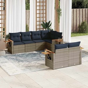 Maison exclusive - salon de jardin 7 pcs avec coussins gris résine tressée