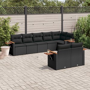 Maison exclusive - salon de jardin 8 pcs avec coussins noir résine tressée