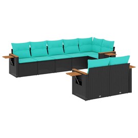 Maison exclusive - salon de jardin 8 pcs avec coussins noir résine tressée