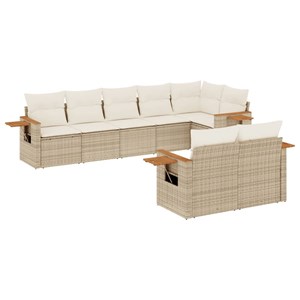 Maison exclusive - salon de jardin avec coussins 8 pcs beige résine tressée