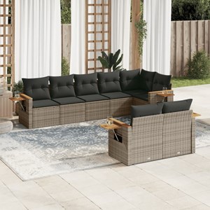 Maison exclusive - salon de jardin 8 pcs avec coussins gris résine tressée