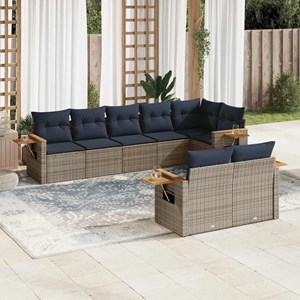 Maison exclusive - salon de jardin 8 pcs avec coussins gris résine tressée