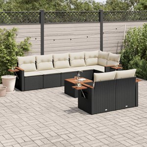Maison exclusive - salon de jardin 9 pcs avec coussins noir résine tressée