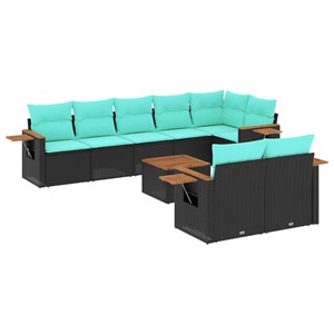 Maison exclusive - salon de jardin 9 pcs avec coussins noir résine tressée