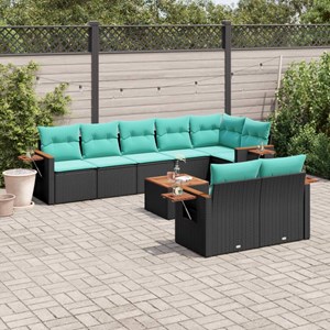 Maison exclusive - salon de jardin 9 pcs avec coussins noir résine tressée
