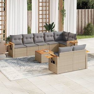 Maison exclusive - salon de jardin avec coussins 9 pcs beige résine tressée