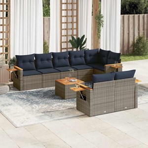 Maison exclusive - salon de jardin 9 pcs avec coussins gris résine tressée