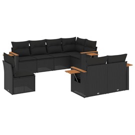 Maison exclusive - salon de jardin 8 pcs avec coussins noir résine tressée