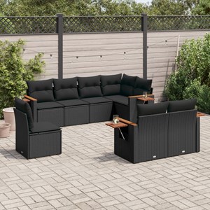 Maison exclusive - salon de jardin 8 pcs avec coussins noir résine tressée