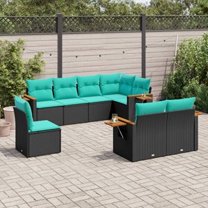 Maison exclusive - salon de jardin 8 pcs avec coussins noir résine tressée