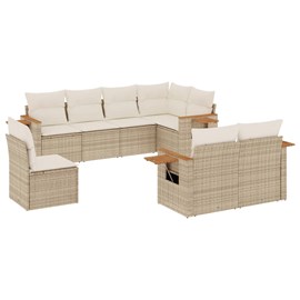 Maison exclusive - salon de jardin avec coussins 8 pcs beige résine tressée