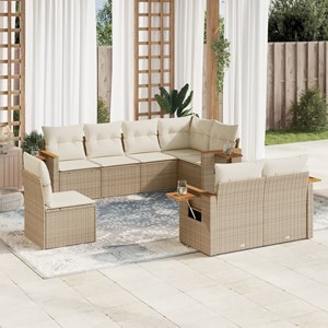 Maison exclusive - salon de jardin avec coussins 8 pcs beige résine tressée