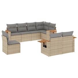 Maison exclusive - salon de jardin avec coussins 8 pcs beige résine tressée